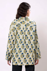 Blue Floral Block Print Cotton Shirt