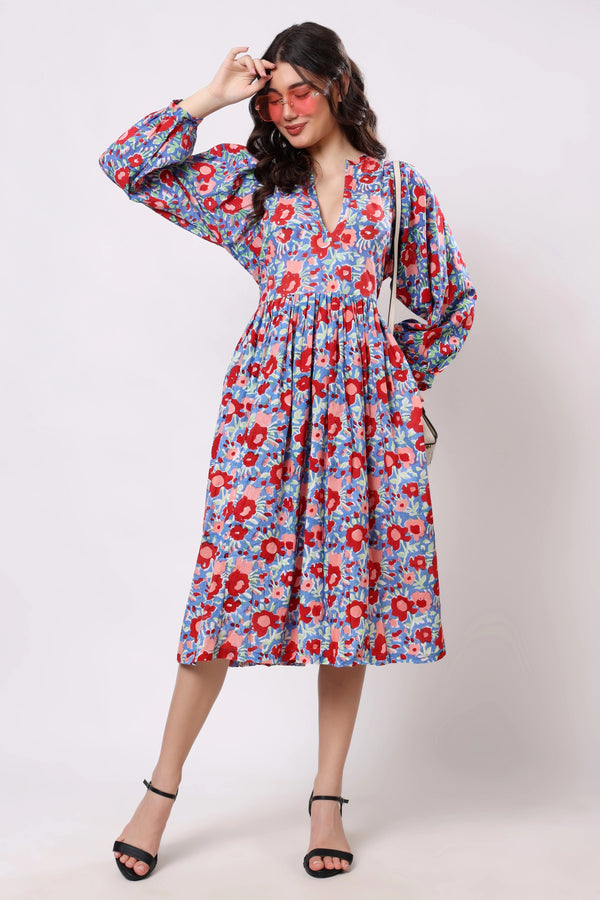 Sajag Gulbahar Indigo Bloom Cotton Maxi Dress