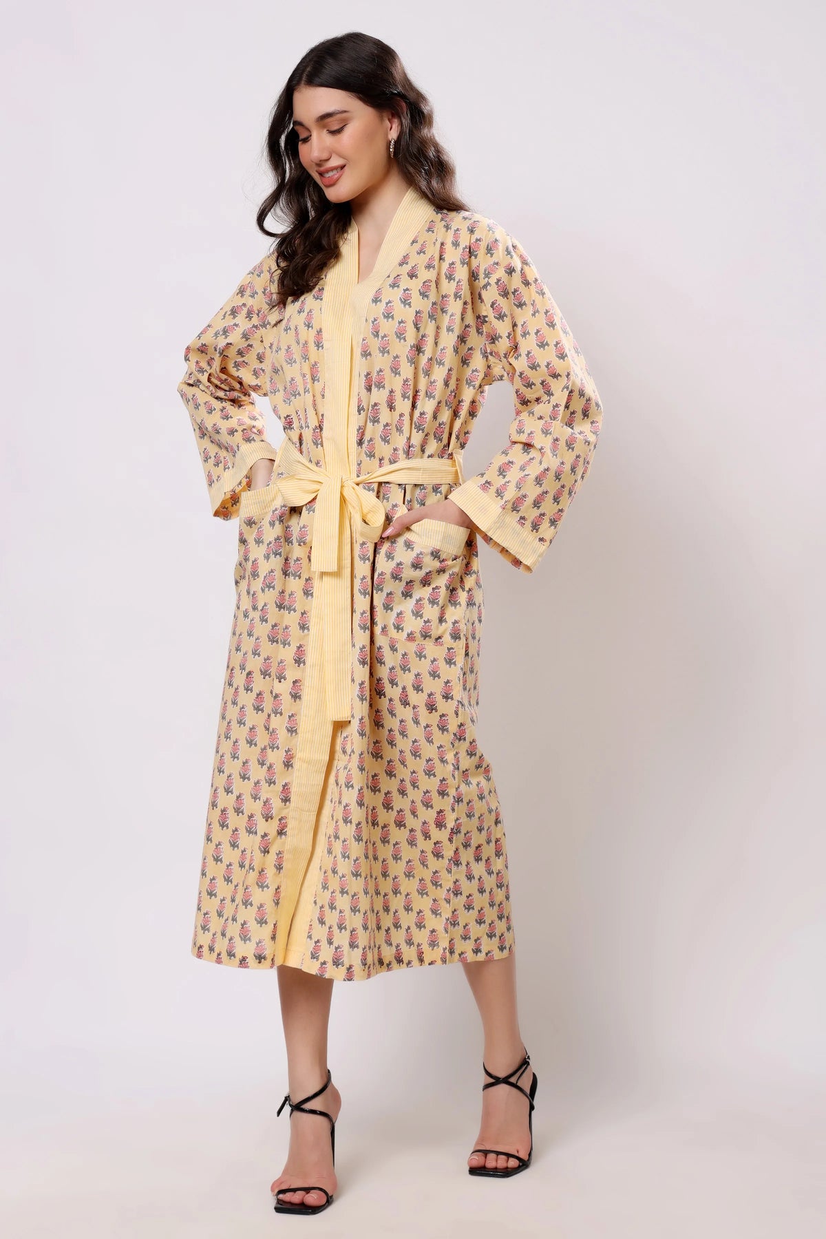 Marigold Muse Printed Wrap Midi Dress