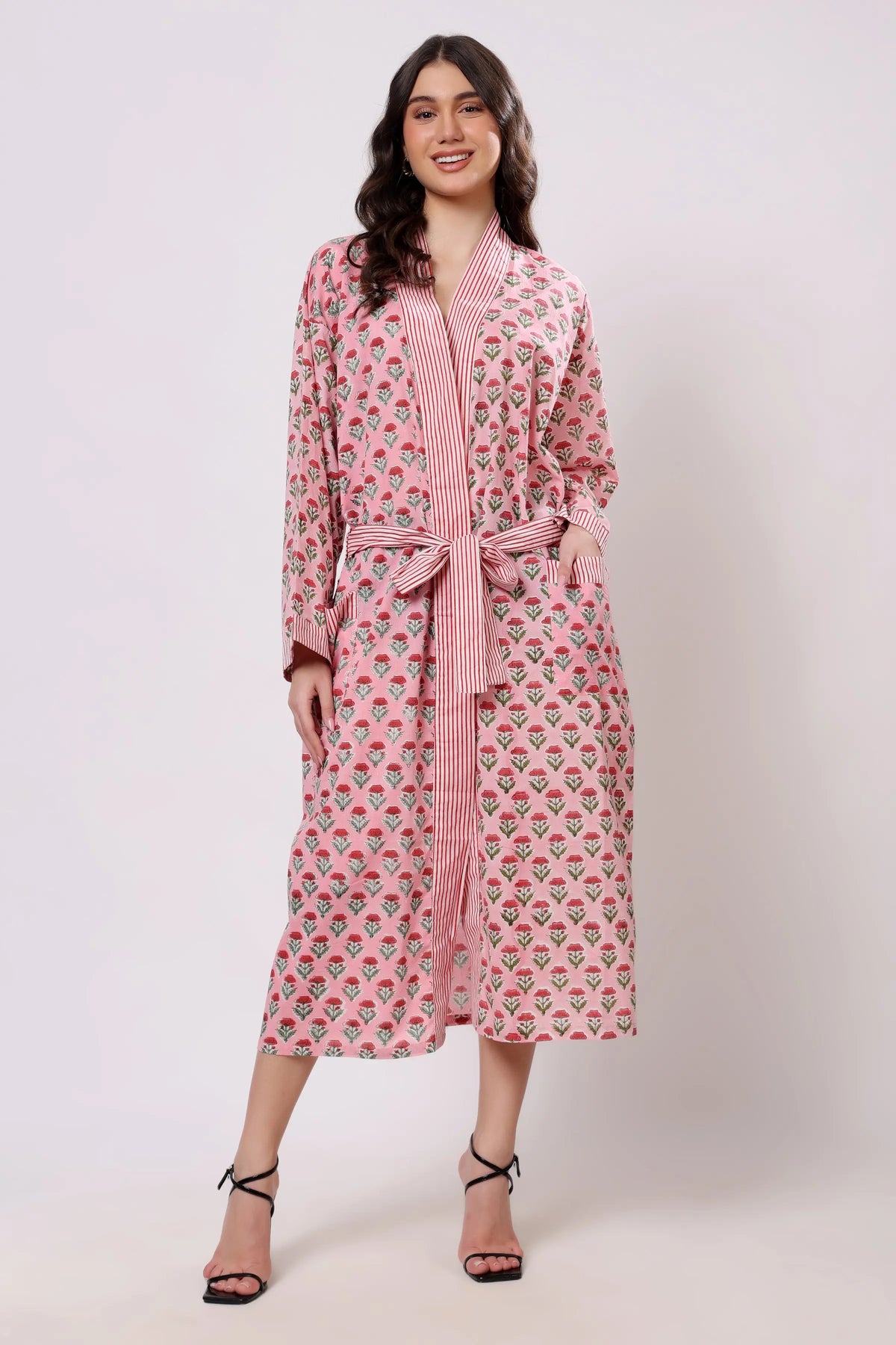 Blush Bloom Belted Midi Dress