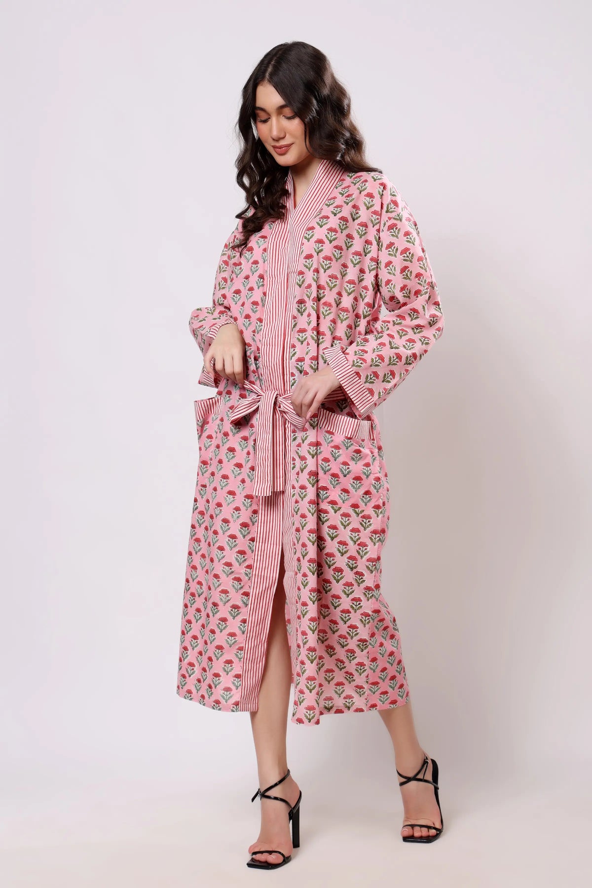 Blush Bloom Belted Midi Dress