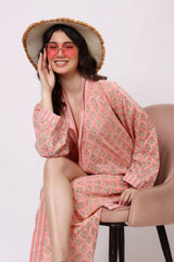 Pink Petal Belted Cotton Midi Dress