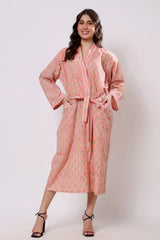 Pink Petal Belted Cotton Midi Dress