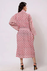 Blush Bloom Belted Midi Dress