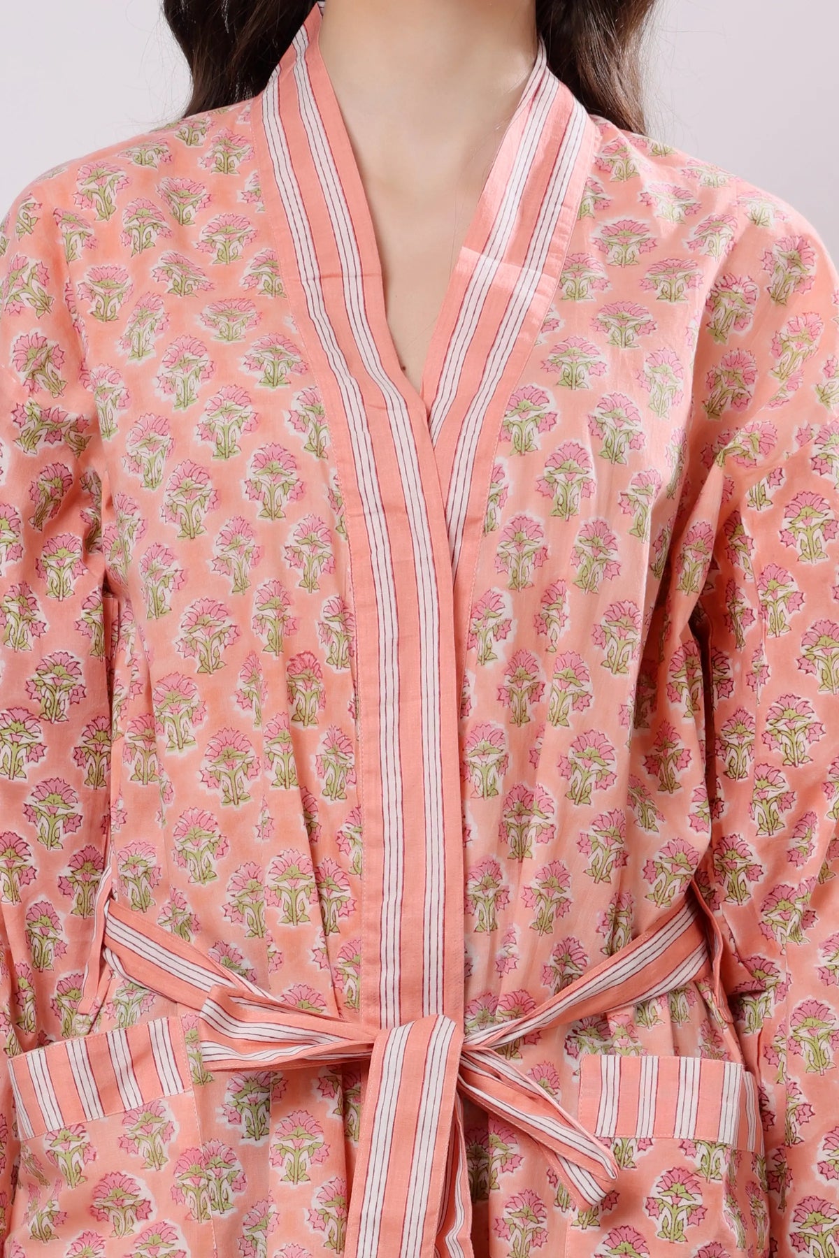 Pink Petal Belted Cotton Midi Dress