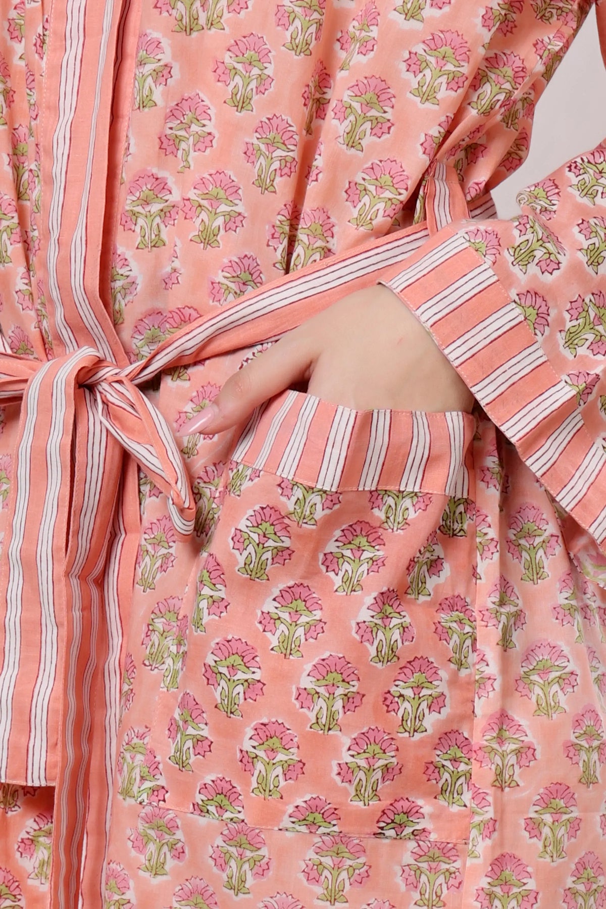 Pink Petal Belted Cotton Midi Dress