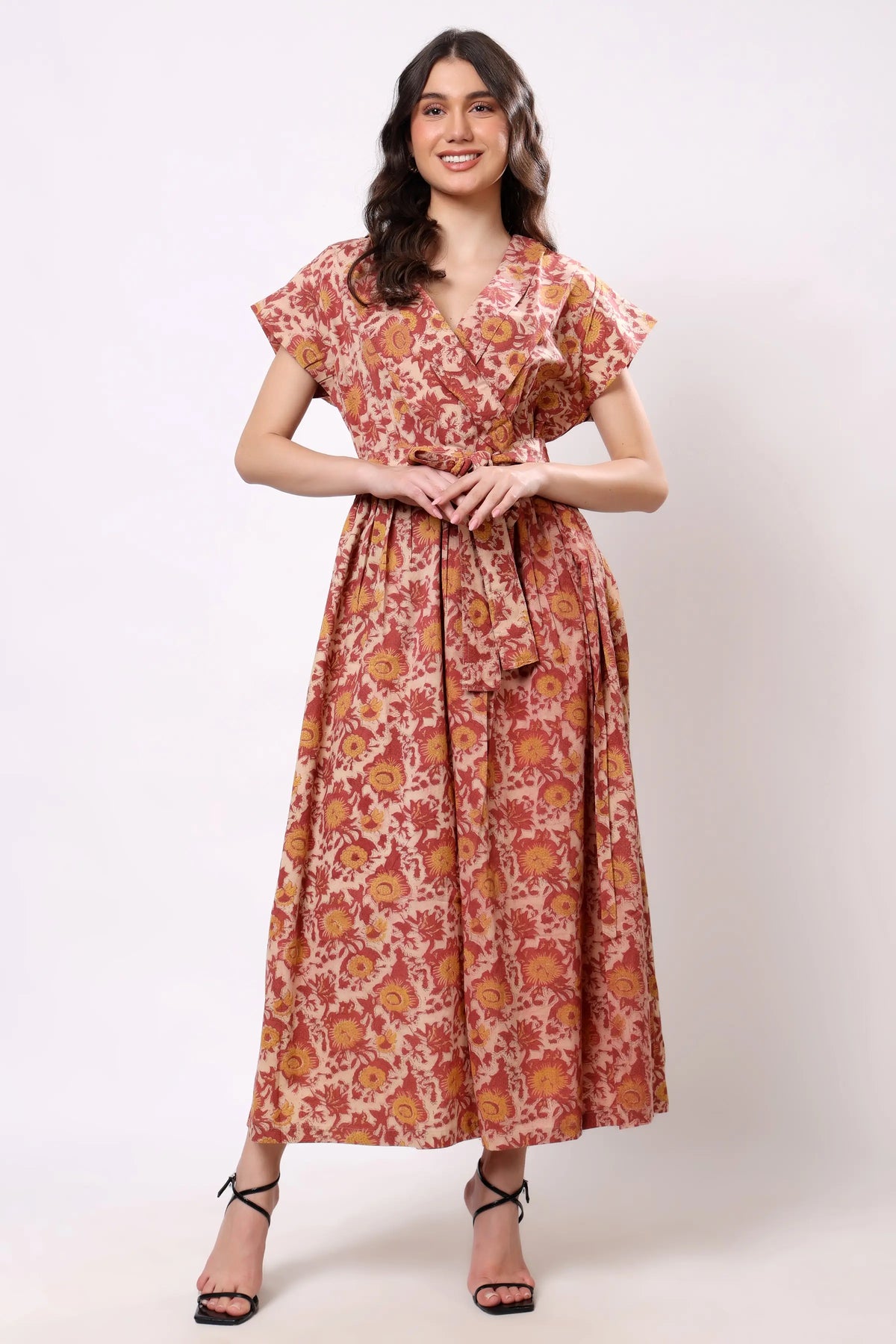 Rose Garden Tie-Waist Midi Dress