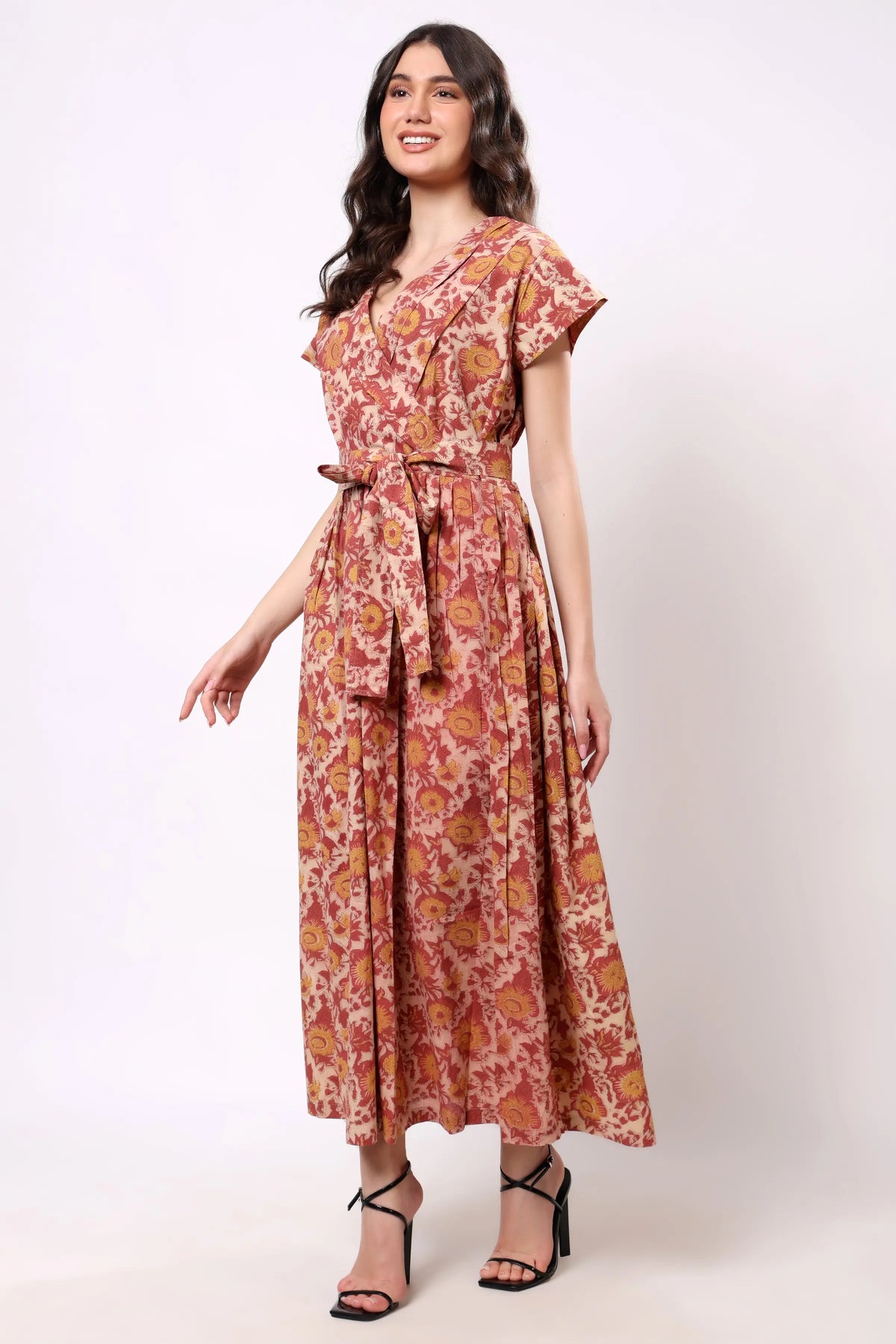 Rose Garden Tie-Waist Midi Dress