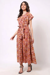 Rose Garden Tie-Waist Midi Dress