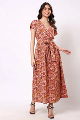 Rose Garden Tie-Waist Midi Dress