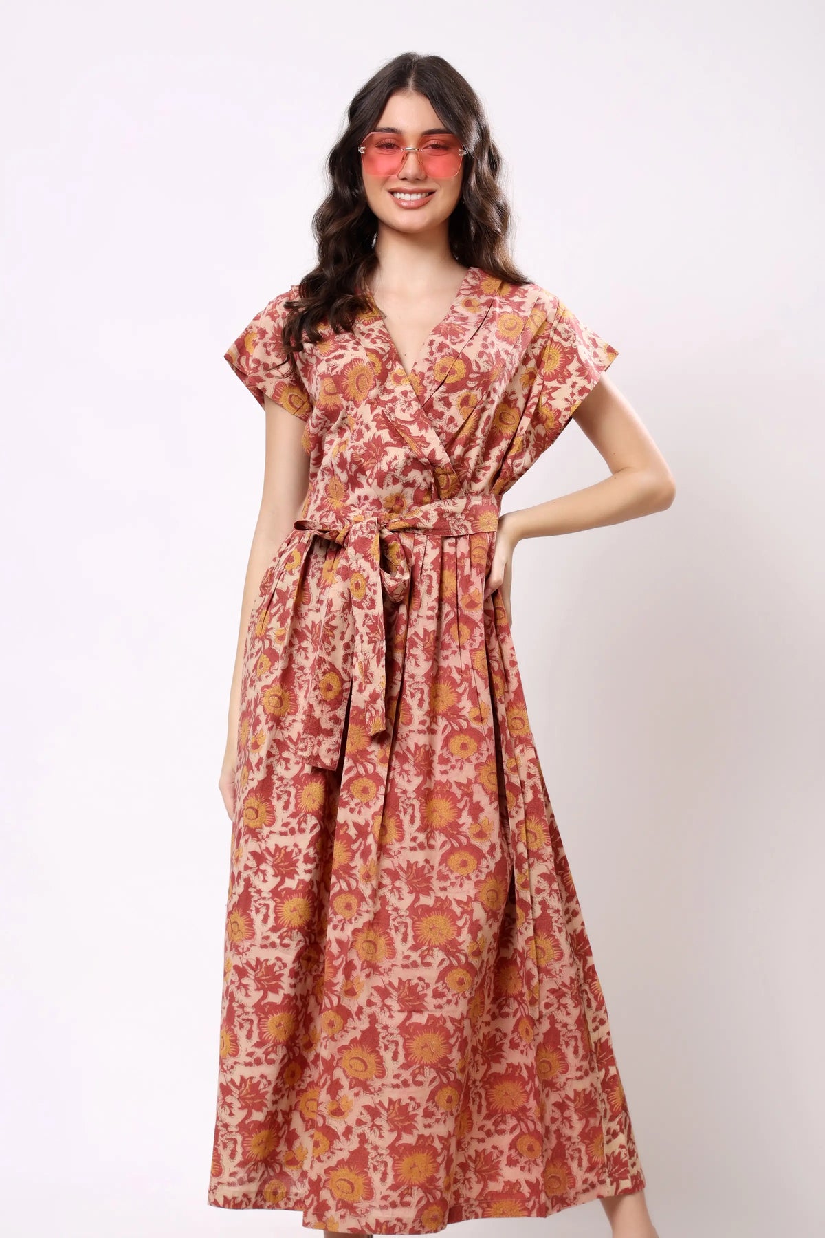 Rose Garden Tie-Waist Midi Dress
