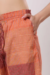 Rust Orange Checked Cotton Co-ord Set