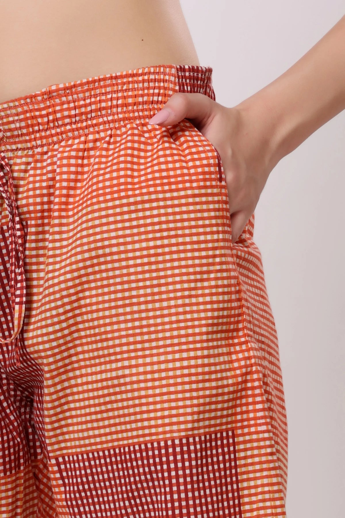 Rust Orange Checked Cotton Co-ord Set