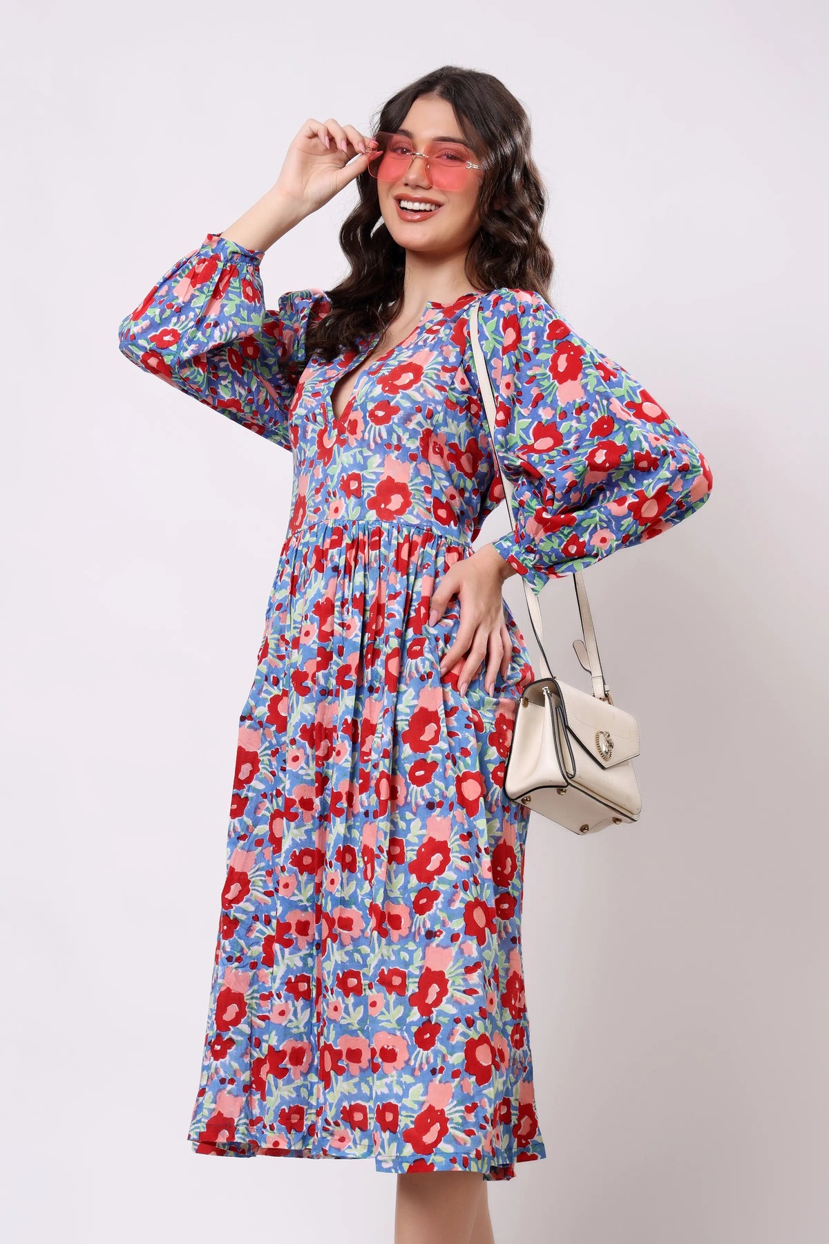 Sajag Gulbahar Indigo Bloom Cotton Maxi Dress