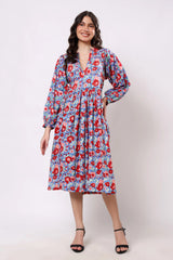 Sajag Gulbahar Indigo Bloom Cotton Maxi Dress