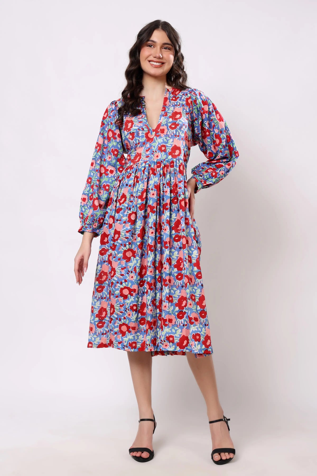 Sajag Gulbahar Indigo Bloom Cotton Maxi Dress