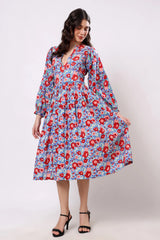 Sajag Gulbahar Indigo Bloom Cotton Maxi Dress