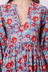 Sajag Gulbahar Indigo Bloom Cotton Maxi Dress