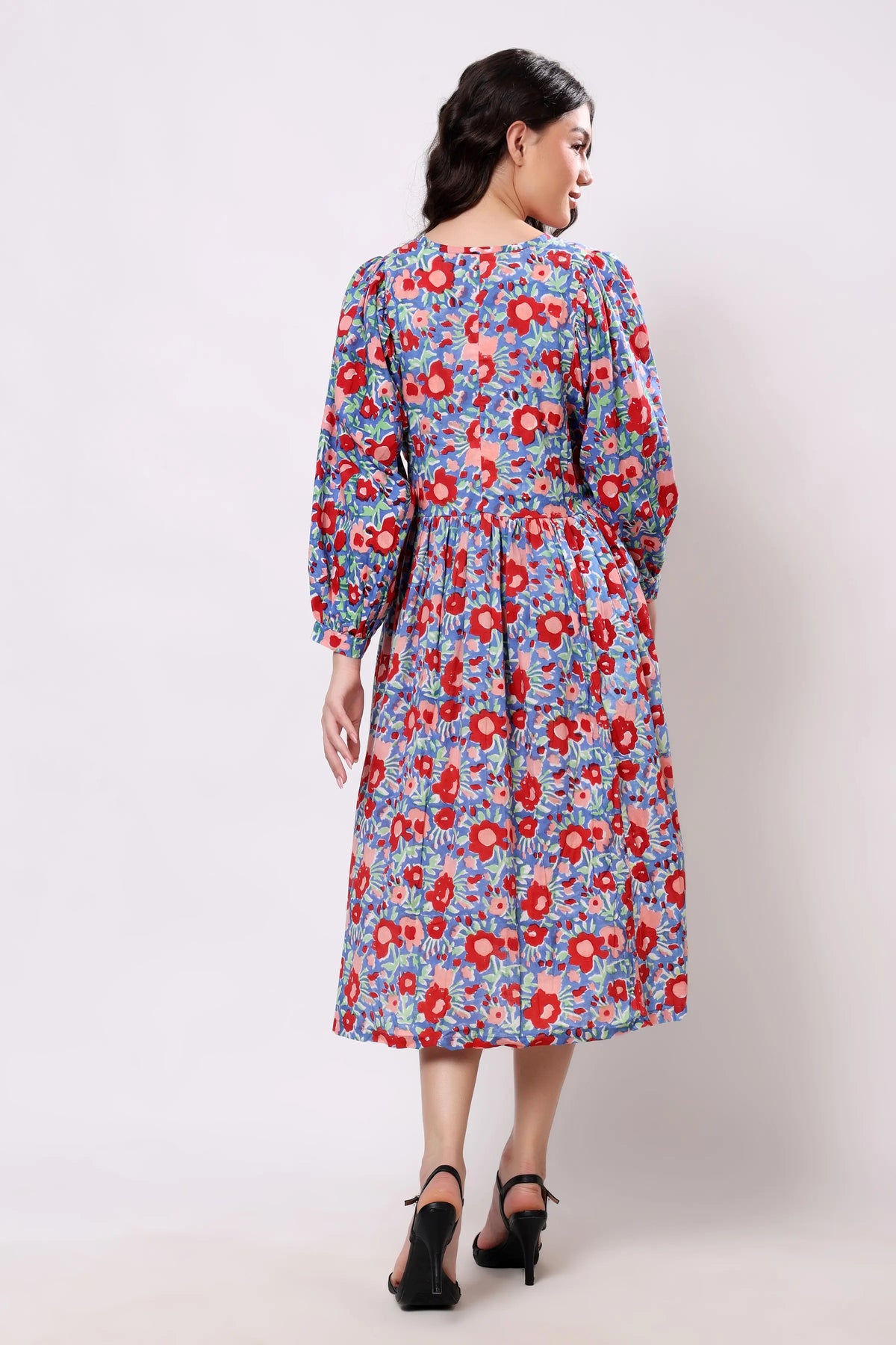 Sajag Gulbahar Indigo Bloom Cotton Maxi Dress