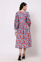 Sajag Gulbahar Indigo Bloom Cotton Maxi Dress