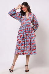 Sajag Gulbahar Indigo Bloom Cotton Maxi Dress